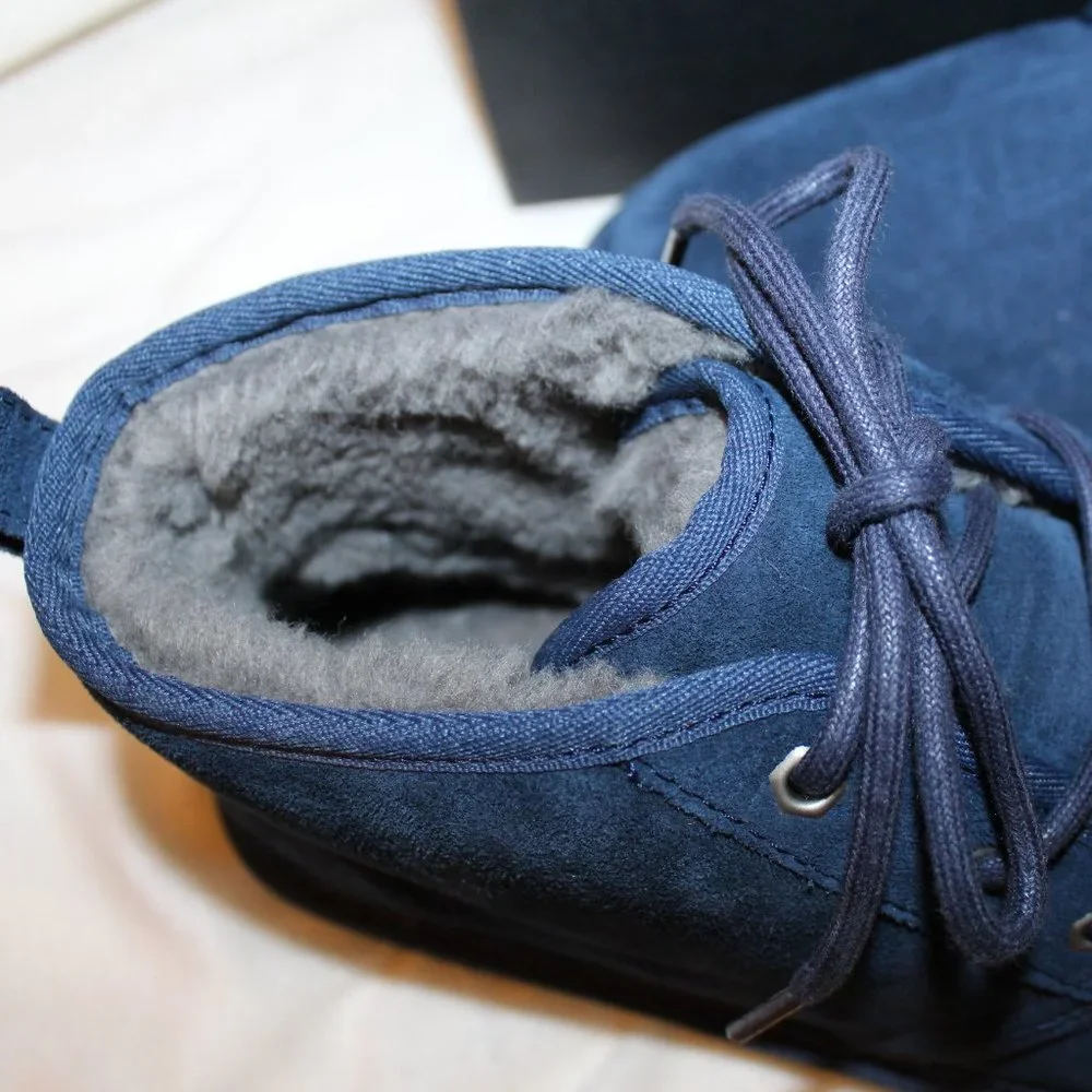 NIB UGG MEN'S NEUMEL SUEDE SHEARLING LINED CHUKKA‎ WINTER BOOTS NAVY BLUE